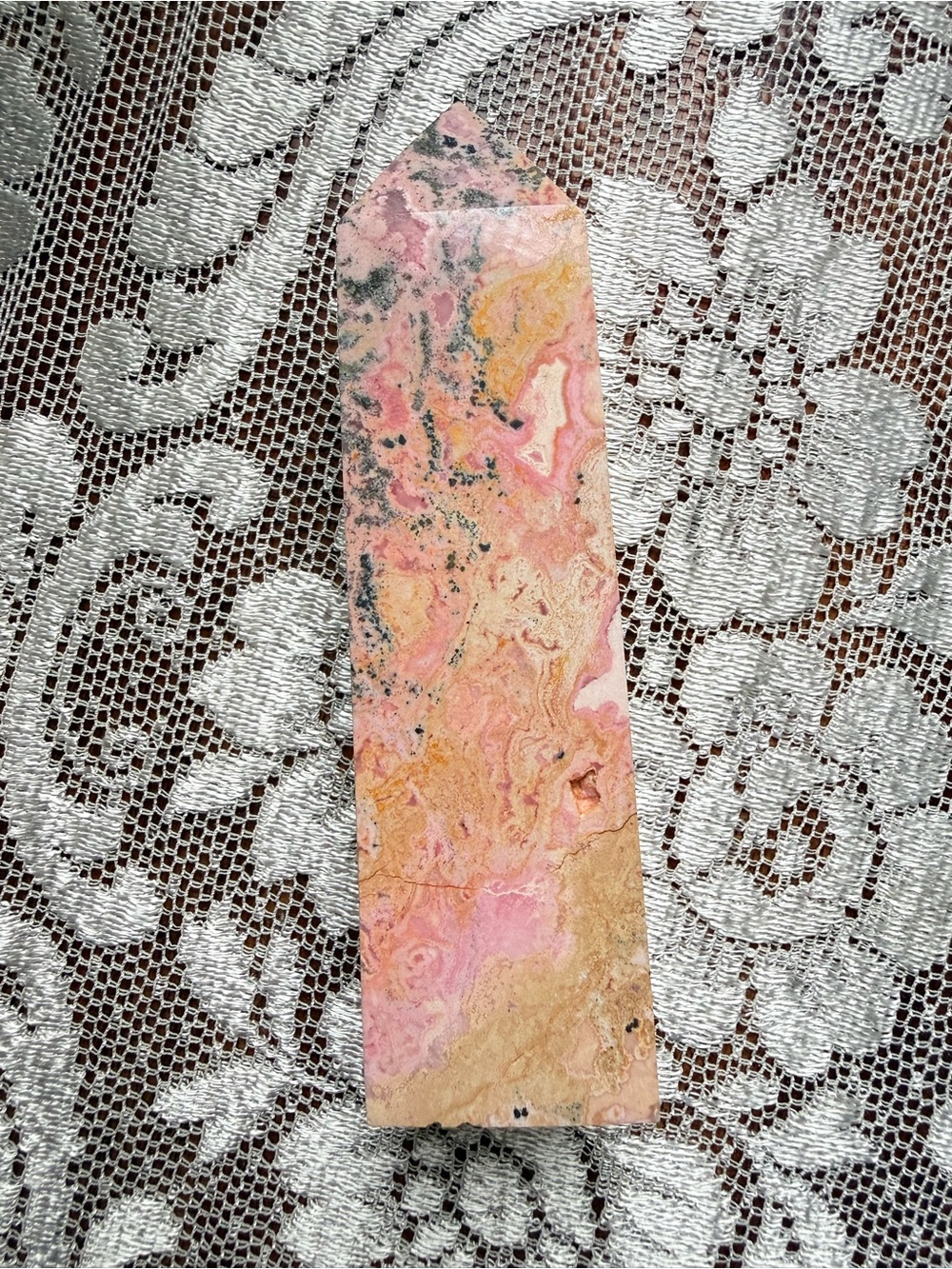 ✨ Peruvian Pink Opal Medium Size Tower Obelisk Point • 425 g